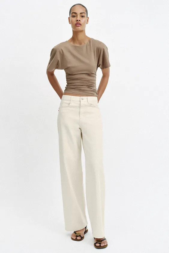 DRAPED SHORT SLEEVE T-SHIRT | Zara UK