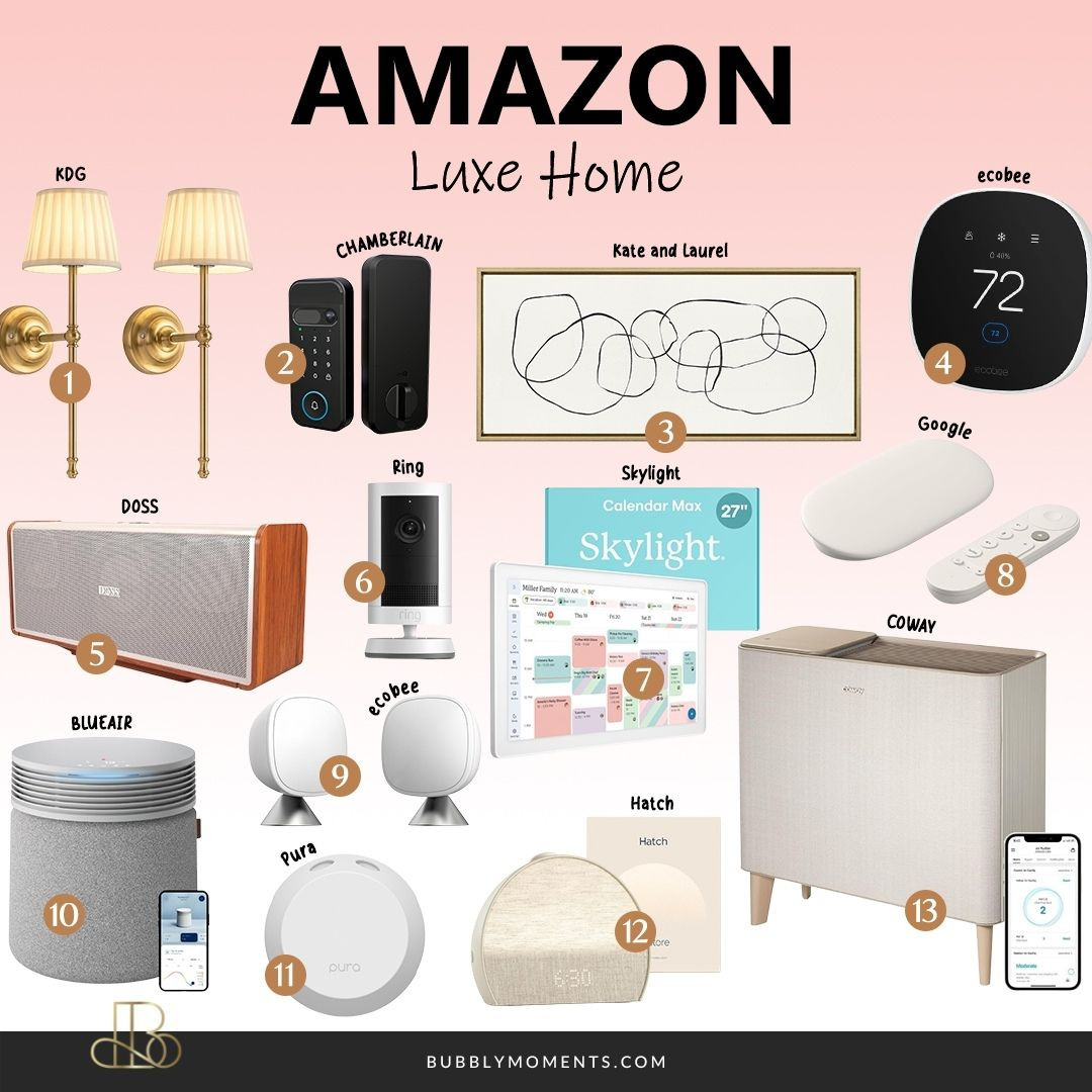 Upgrade your space with these Amazon Luxe Home finds. These products combine stylish home décor and smart home technology to make your home look beautiful and work better every day.
This collection includes elegant wall lights, modern wall art, smart locks, thermostats, speakers, security cameras, air purifiers, and other helpful home devices. These items are great for creating a clean, modern, and comfortable home.
I love adding pieces that make a home feel more organized, cozy, and easy to manage. Small upgrades like lighting, smart devices, and décor can make a big difference in how your space looks and feels.
Tap the product images to explore each item and save this post so you can easily find these Amazon Luxe Home favorites later in my LTK shop.
#LTKFinds #LTKHome #LTKAmazon #LTKHomeDecor #LTKHomeEssentials #LTKDailyFinds #LTKCreator #LTKTrending #LuxeHome #LuxuryHome #SmartHome #AmazonHome #AmazonFinds #HomeDecorInspo #ModernHomeDecor #HomeUpgrades #InteriorInspo #CozyHome #HomeRefresh 

 