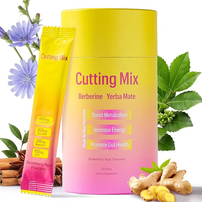Cutting Drink Mix -Berberine, FOS, Chromium, Yerba Mate & 5-HTP | Satiety & Gut Health - Strawber... | Amazon (US)