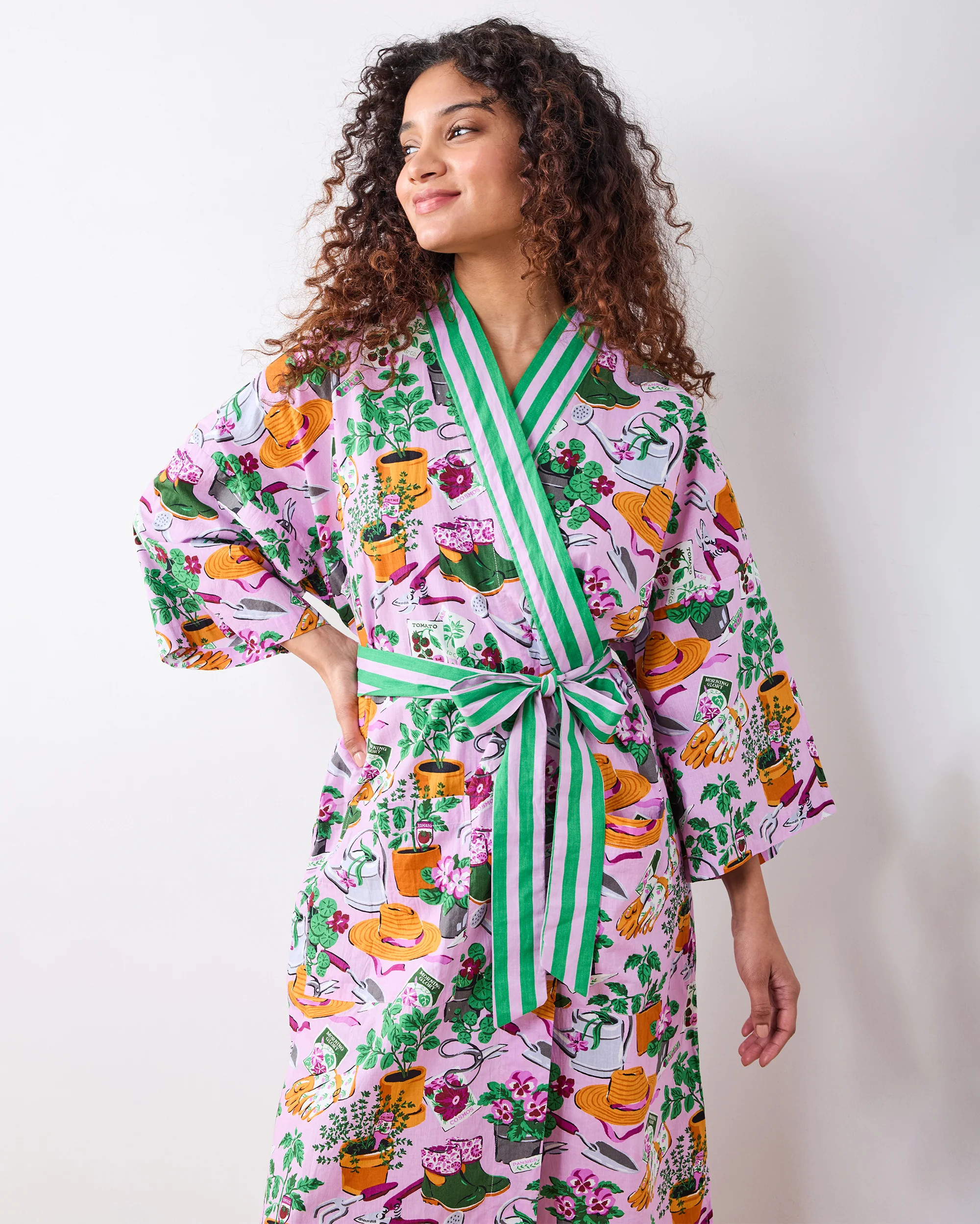 Green Thumb - Long Robe - Pink Cosmos | Printfresh