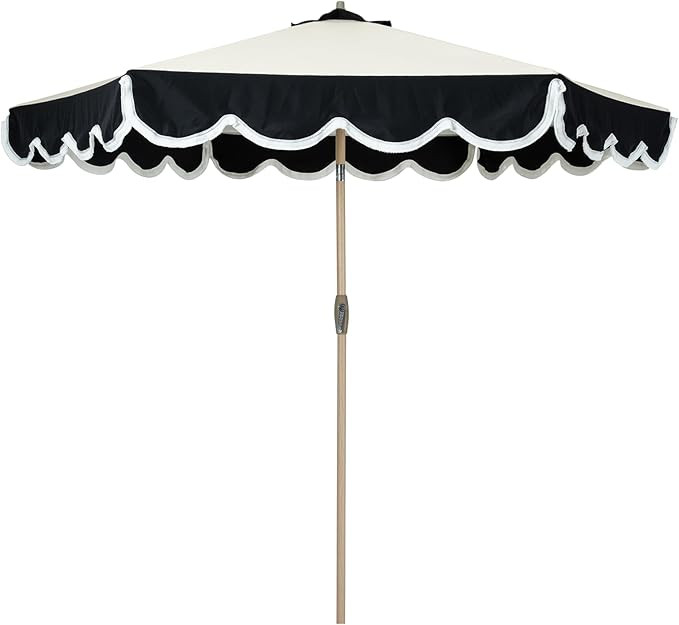 Tempera 9ft Scalloped Patio Umbrellas with Fringe, Market Umbrellas with Water-Resistant and Fade... | Amazon (US)