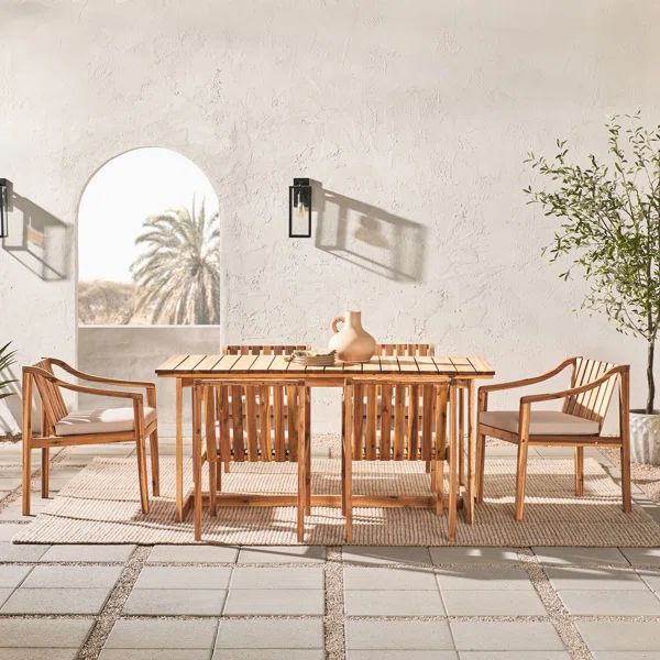 Antilles 6 - Person Rectangular Outdoor Dining Set with Cushions | Wayfair North America