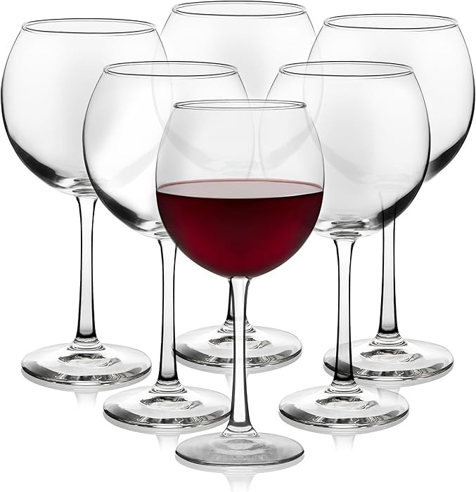 Libbey Vina Glassware Set, Elegant, Balloon-Shaped Red Wine Glasses Set of 6, Long Stem Wine Glas... | Amazon (US)