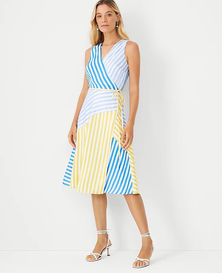 Mixed Stripe Wrap Dress | Ann Taylor (US)