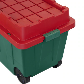Holiday Living X-large 64 -Gallons ( 256 -Quarts ) Green Heavy Duty Rolling Stackable Tote with L... | Lowe's