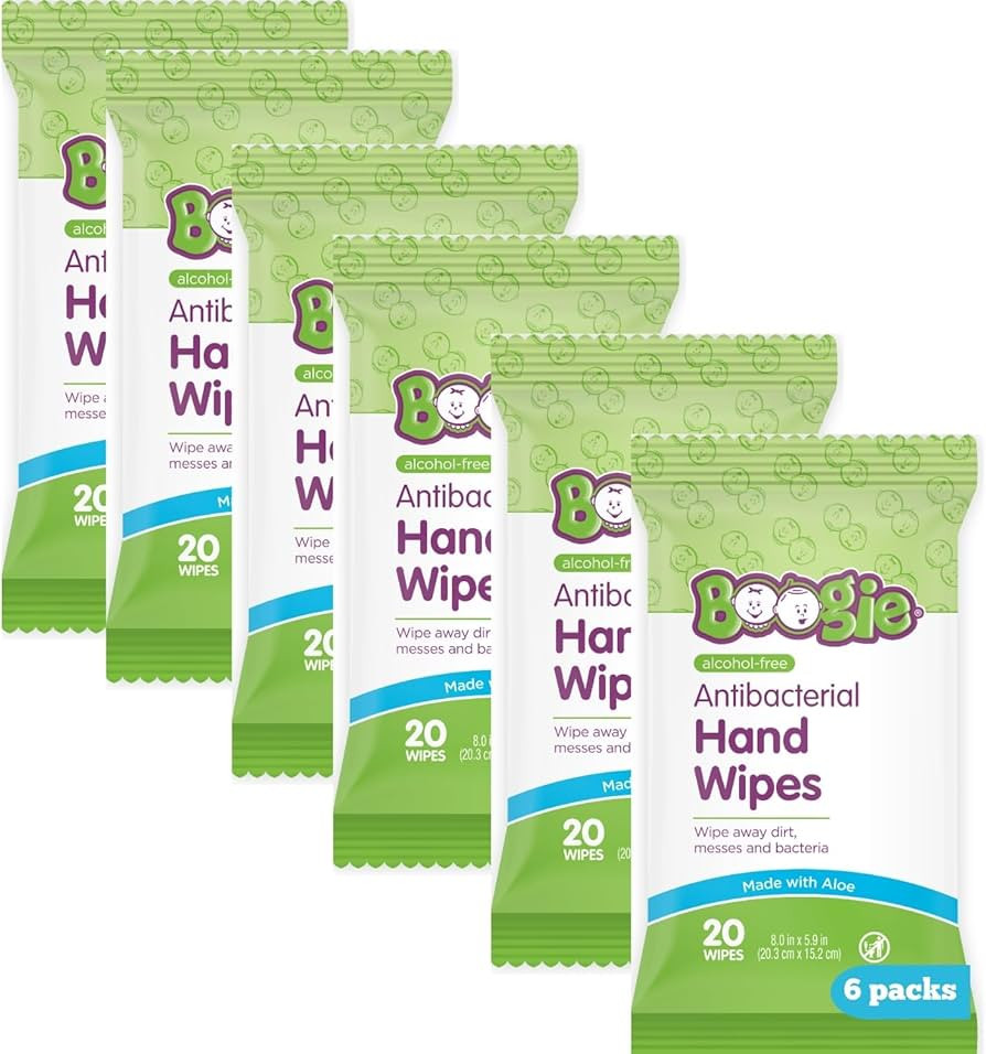 Antibacterial Hand Wipes by Boogie, Alcohol Free, Hypoallergenic and Moisturizing Aloe, Hand Wipe... | Amazon (US)