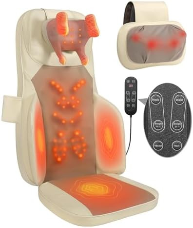 Shiatsu Massage Cushion with Heat for Neck and Back - 4D Kneading, Vibration and Dual-Neck Design... | Amazon (US)