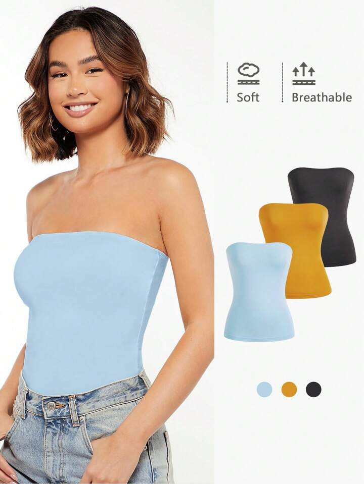 SHEIN BASICS 1pc Solid Tube Top | SHEIN