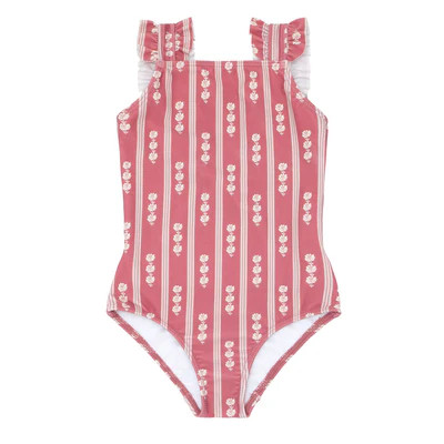 minnow x tuckernuck girls nantucket stripe ruffle strap one piece | minnow