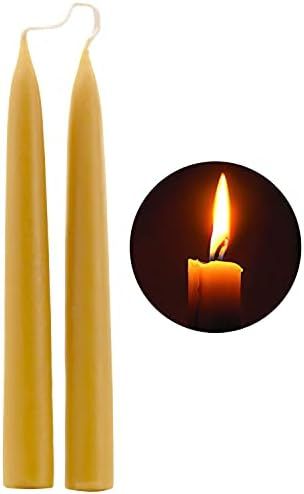 Natural Beeswax Taper Candles, DEYBBY Smokeless and Dripless Beeswax Candles, 8Hrs Burn Time, Non... | Amazon (US)