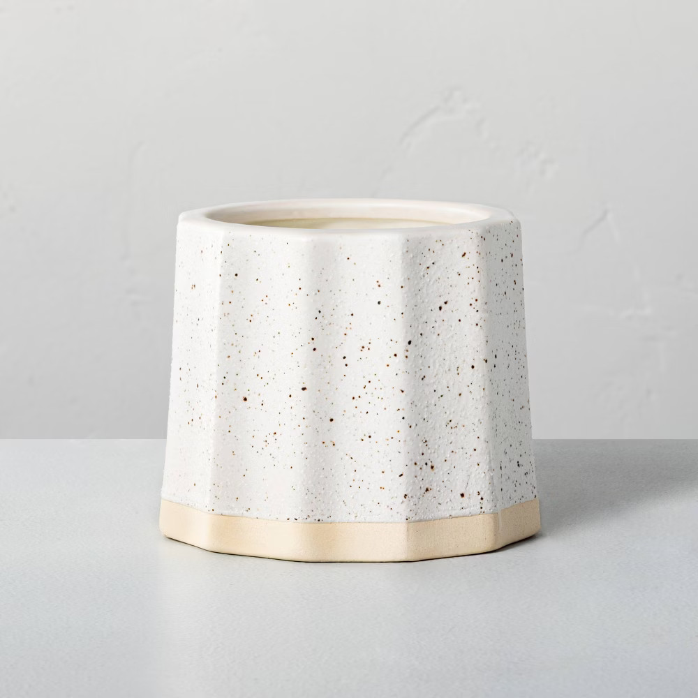 Wide Fluted Speckled Ceramic Salt Jar Candle Tonal Cream 11oz - Hearth & Hand with Magnolia | Target