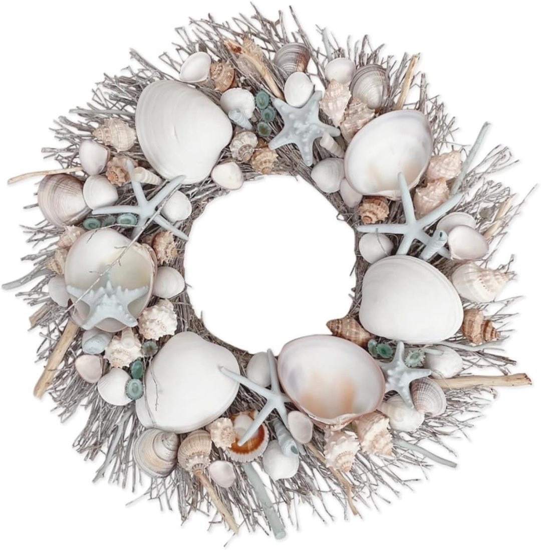 Bring relaxed coastal charm into your home with this handcrafted seashell wreath featuring natural starfish, grapevine, and curated white and light blue shells. Perfect for spring and summer styling, this 20” wreath adds a breezy beach-inspired touch to your front door, entryway, or living space. The natural textures and soft coastal colors make it a timeless piece for year-round coastal decor.

#LTKHome #LTKStyle #CoastalDecor #BeachHouseStyle #SummerDecor #FrontDoorDecor #CoastalHome #SeashellDecor #WreathDecor #BeachyVibes #HomeStyling #LTKFinds 

#LTKHome #LTKSeasonal