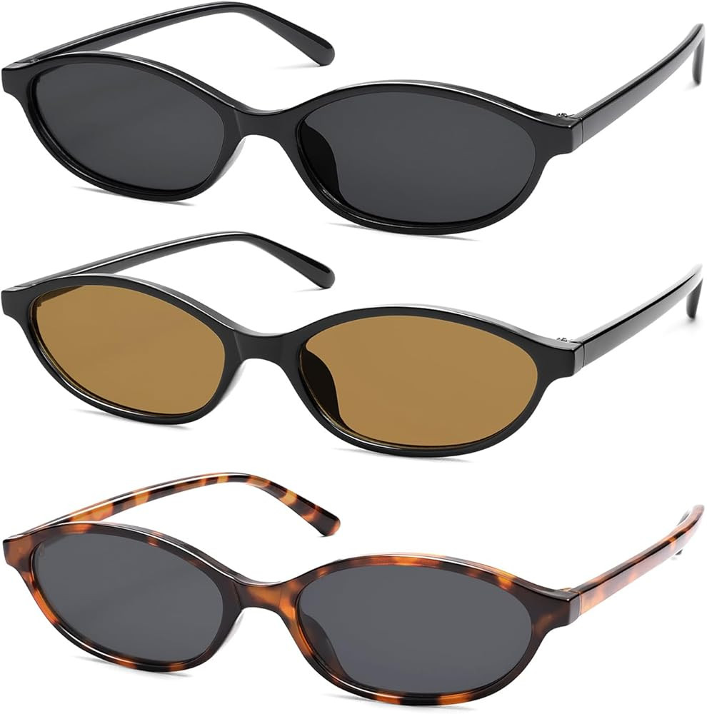 Retro Oval Cat Eye Sunglasses for Women Y2k Trendy Narrow Sunnies Designer Sun Glasses AR82253 | Amazon (US)