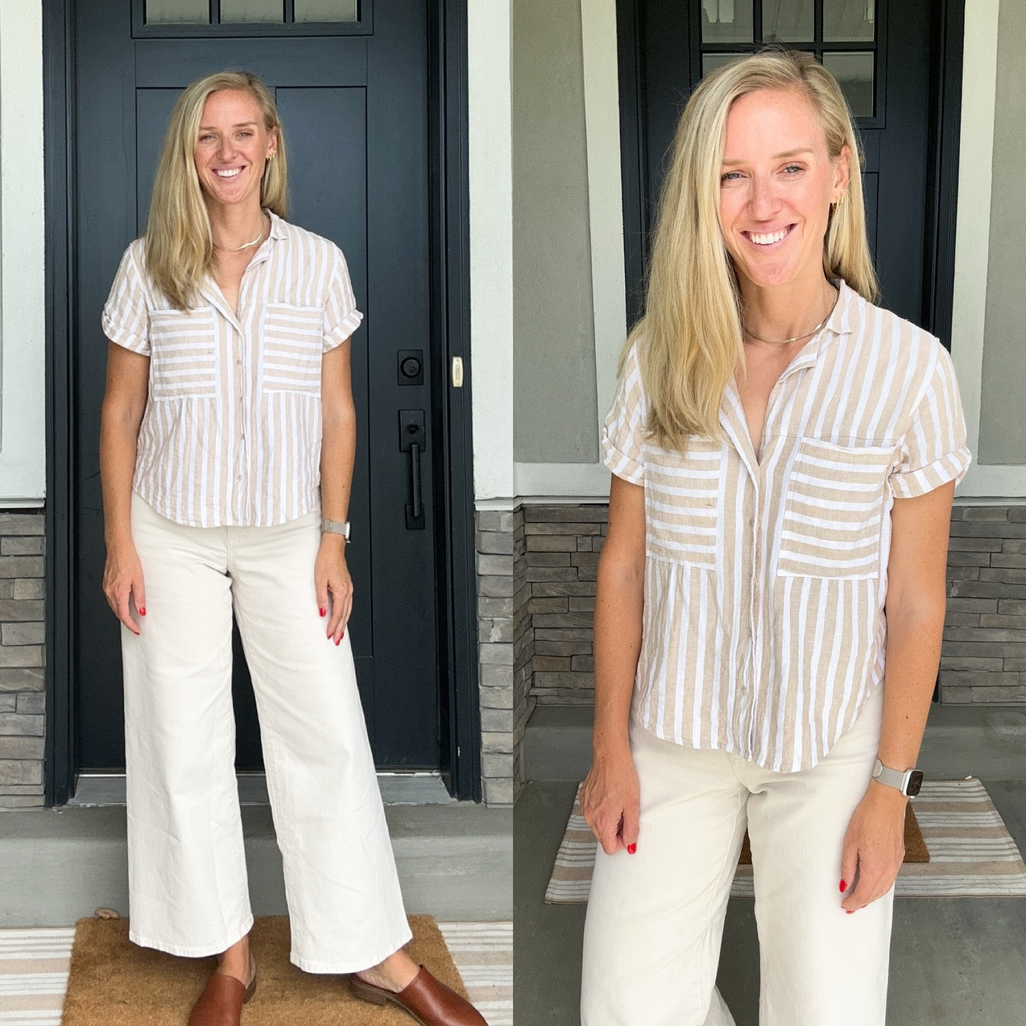 Everyday outfit idea, button down shirt. Wide leg pants, size 8. Run true to size. 

#LTKFindsUnder50 #LTKStyleTip #LTKSaleAlert