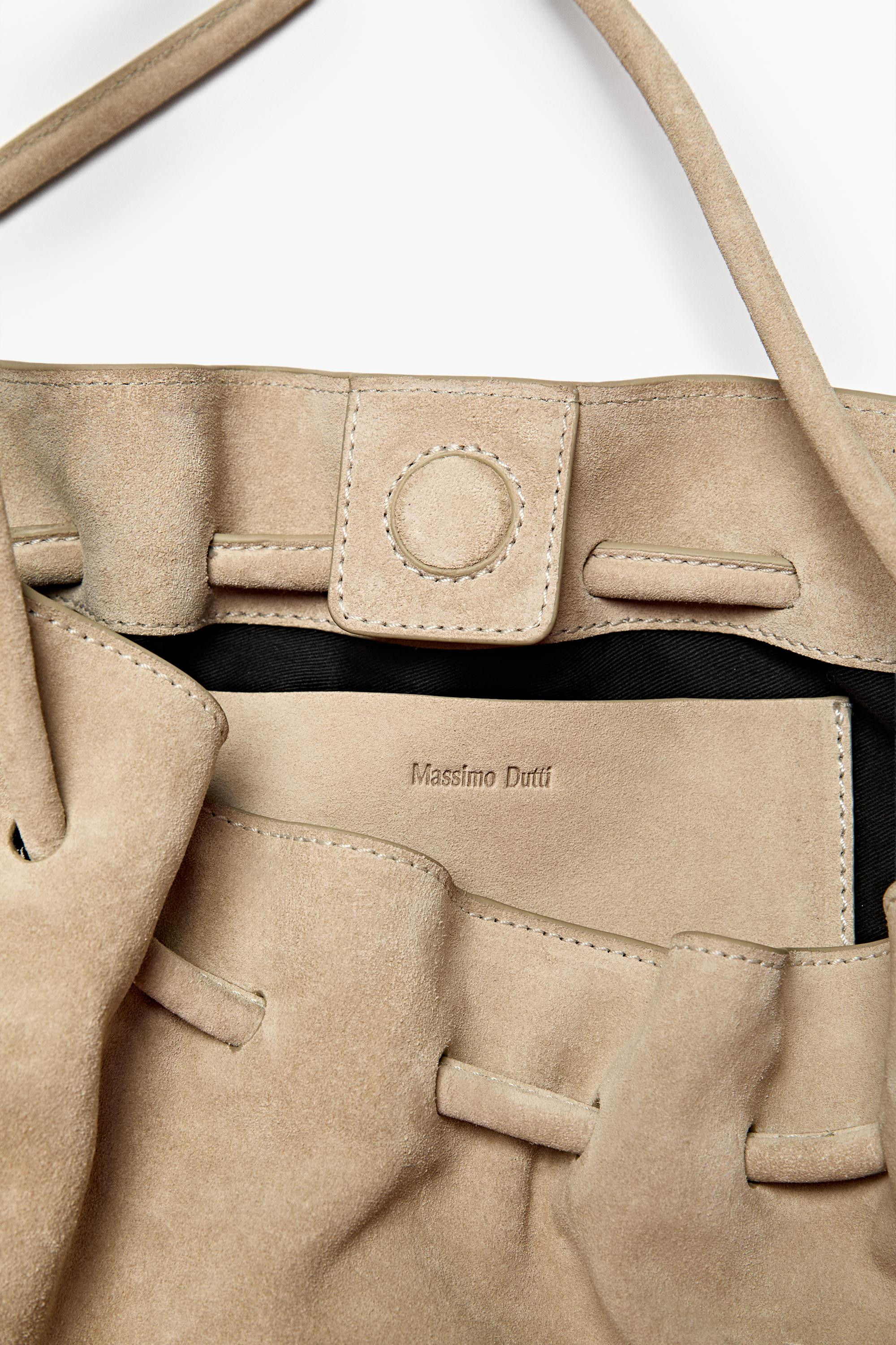 Ruched split suede leather bag | Massimo Dutti UK