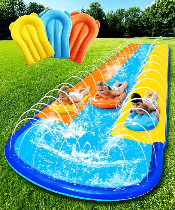 Water Slides for Kids Backyard, 23ft*82in Extra Long Wide 3Lane Slip and Slide with Upgraded Surr... | Amazon (US)