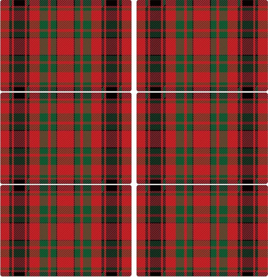 Christmas Placemats Set of 6 Red and Green Plaid Plastic Table Mats Recyclable Place Mats Washabl... | Amazon (US)