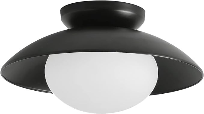 Pirxxiy Soft Black Semi Flush Mount Ceiling Light Fixture, Bowl Lampshade Vintage Close to Ceilin... | Amazon (US)