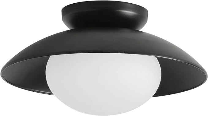Pirxxiy Soft Black Semi Flush Mount Ceiling Light Fixture, Bowl Lampshade Vintage Close to Ceilin... | Amazon (US)