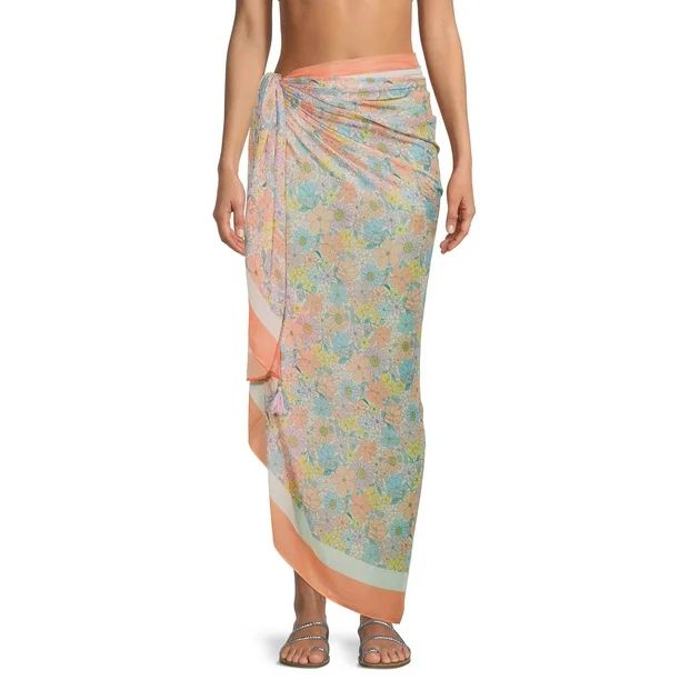 Time & Tru Women's Pareo Swimwear Cover-up, Multi-use Wrap, Beach Wrap - Walmart.com | Walmart (US)