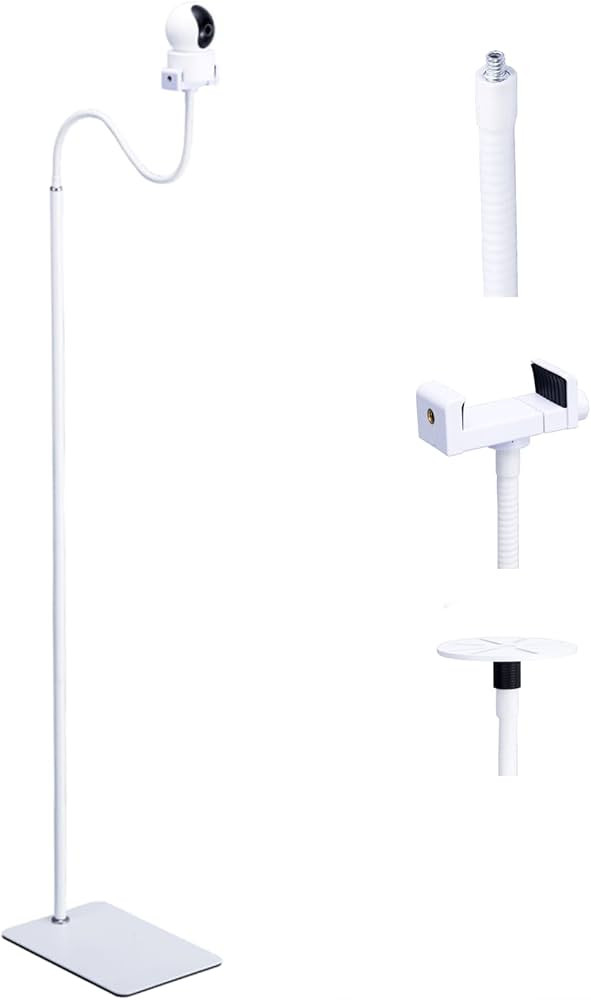 White Floor Holder Stand Mount with Clamp for Surveillance Camera, 3lb Sturdy Base,Height Adjusta... | Amazon (US)