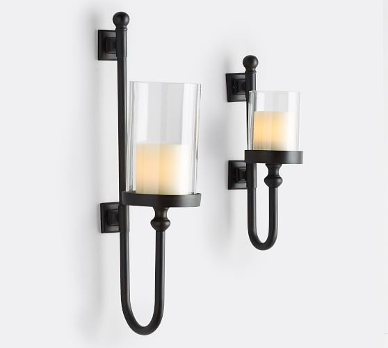 Parker Recycled Glass & Bronze Wall Mount Pillar Candle Holder | Pottery Barn (US)