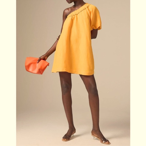 NWT By Anthropologie One Shoulder Waistless Mini Dress in Mango size M | Poshmark