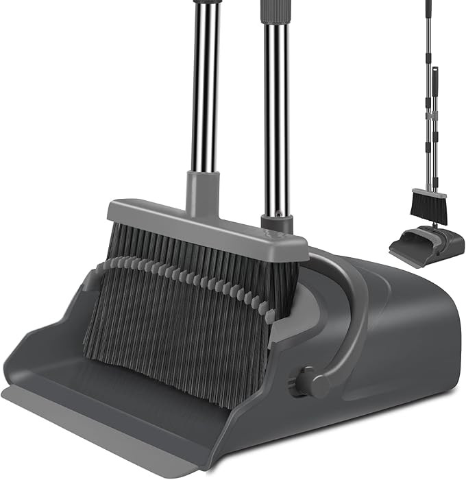 Broom and Dustpan Set for Home, Office, Indoor&Outdoor Sweeping, Stand Up Broom and Dustpan (Blac... | Amazon (US)