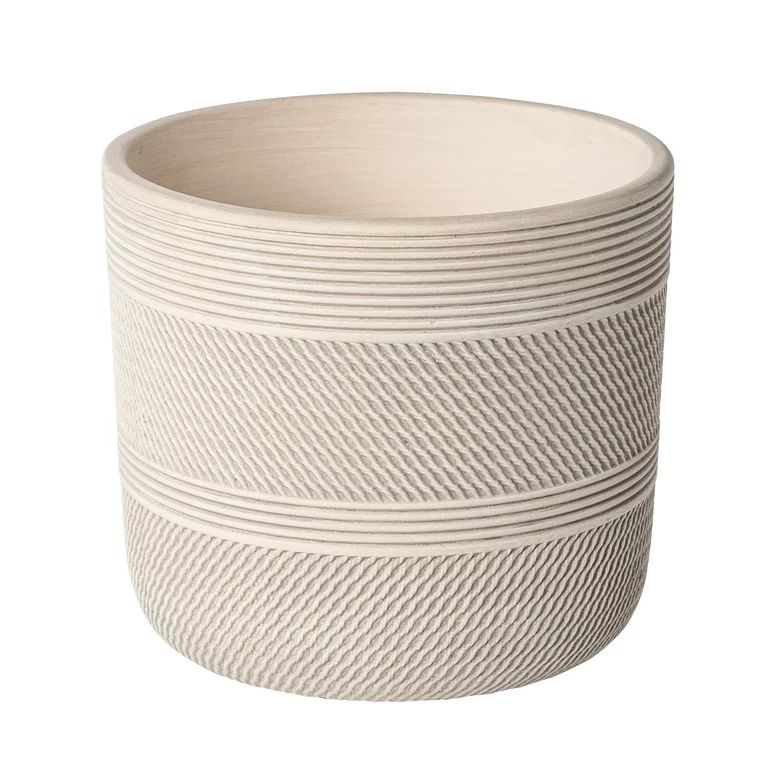 Better Homes & Gardens 6”D x 5.3”H Round Ceramic Grooved Planter, White | Walmart (US)