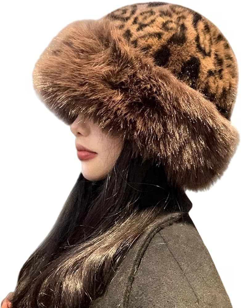 ZGMYC Faux Fur Trimmed Beanie Hats for Women Girls Russian Style Furry Winter Bucket Hats Warm Sk... | Amazon (US)