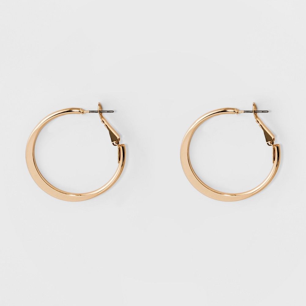 Medium Flat Hoop Earrings - A New Day Gold, Women's | Target