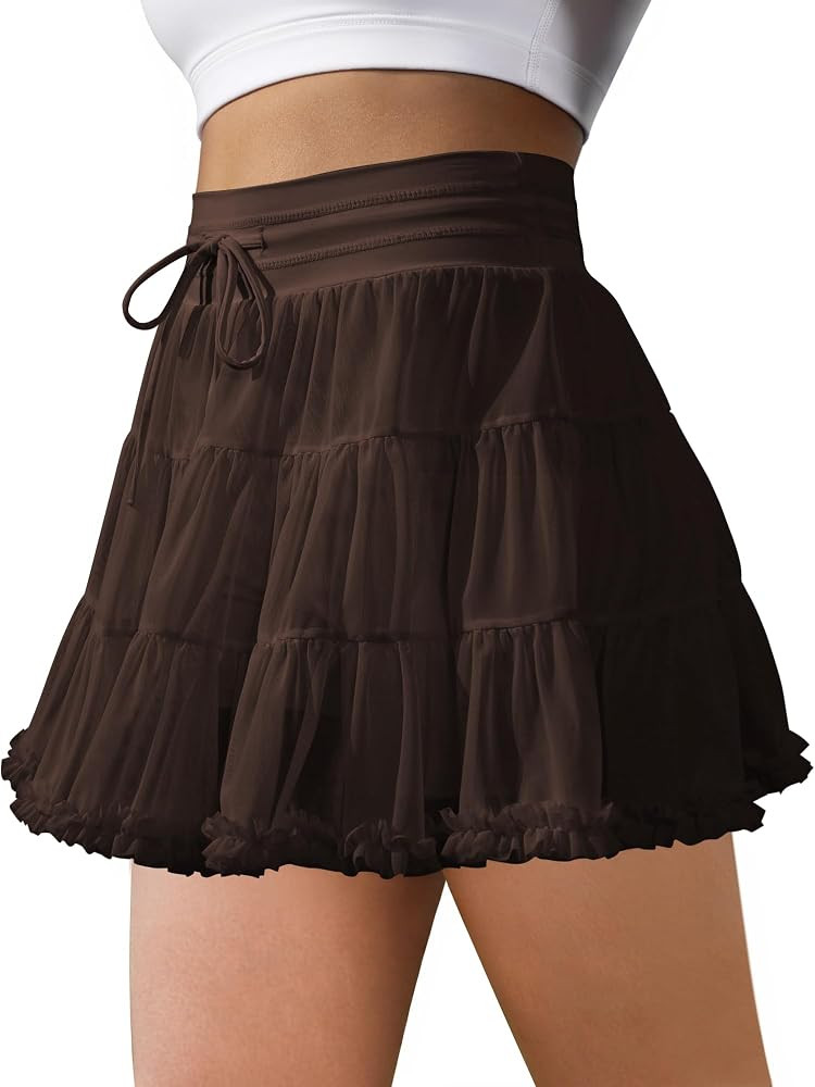 Women's Tennis Skirt with Shorts High Waisted Golf Athletic Skirts with 2 Pockets Pleated Tulle S... | Amazon (US)