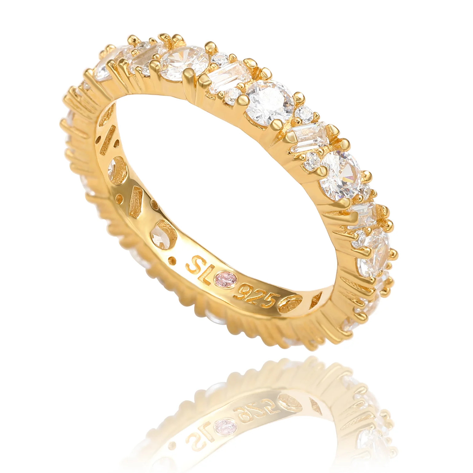 Suzy Levian Yellow Sterling Silver White Cubic Zirconia Round Baguette | SUZY LEVIAN