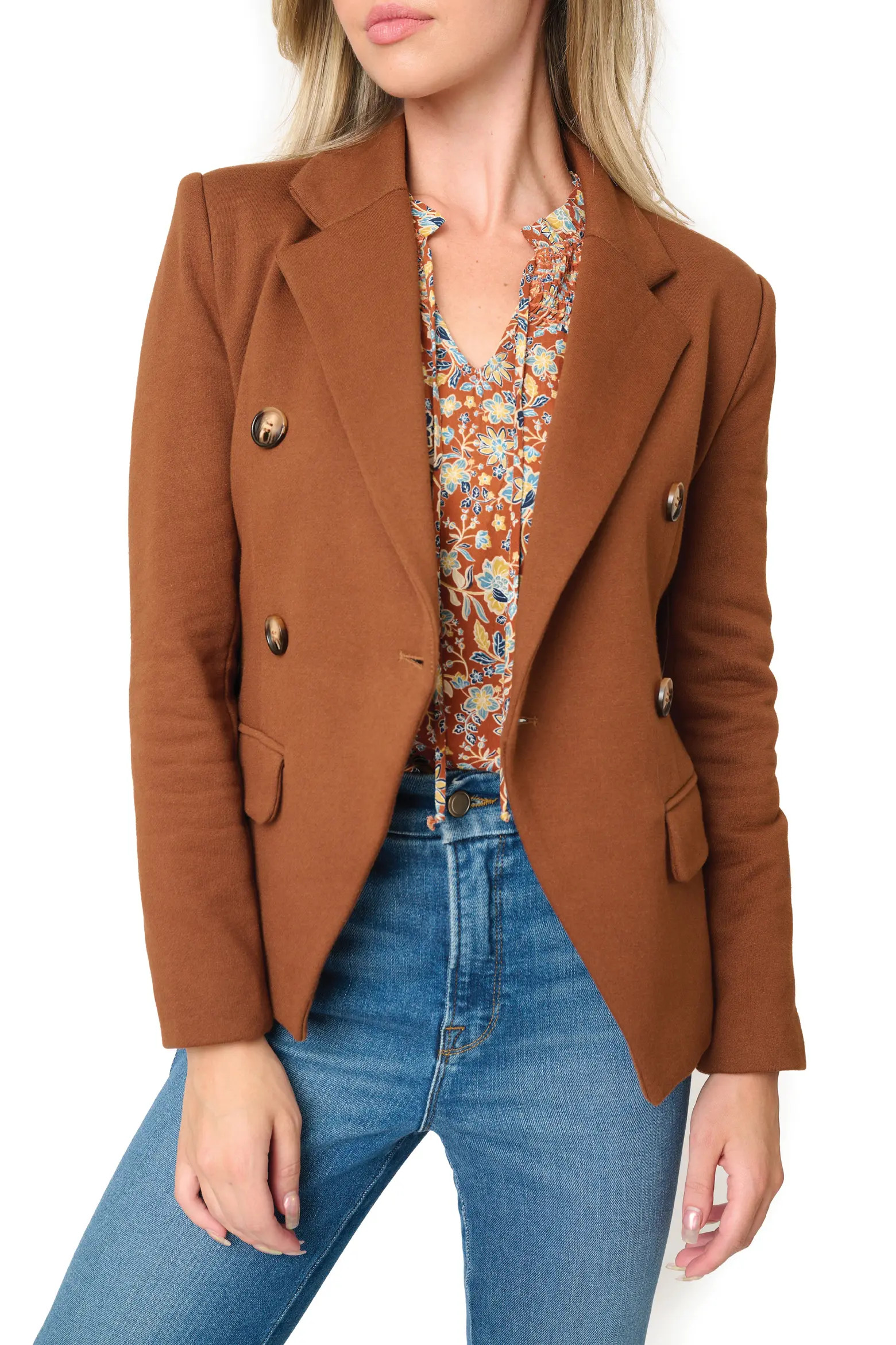 GIBSONLOOK Double Breasted Cotton Blend Blazer (Women) | Nordstrom | Nordstrom