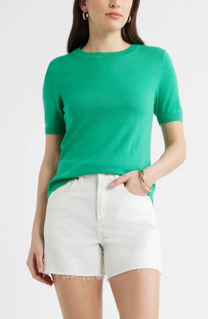 Short Sleeve Merino Wool Blend Sweater Top | Nordstrom