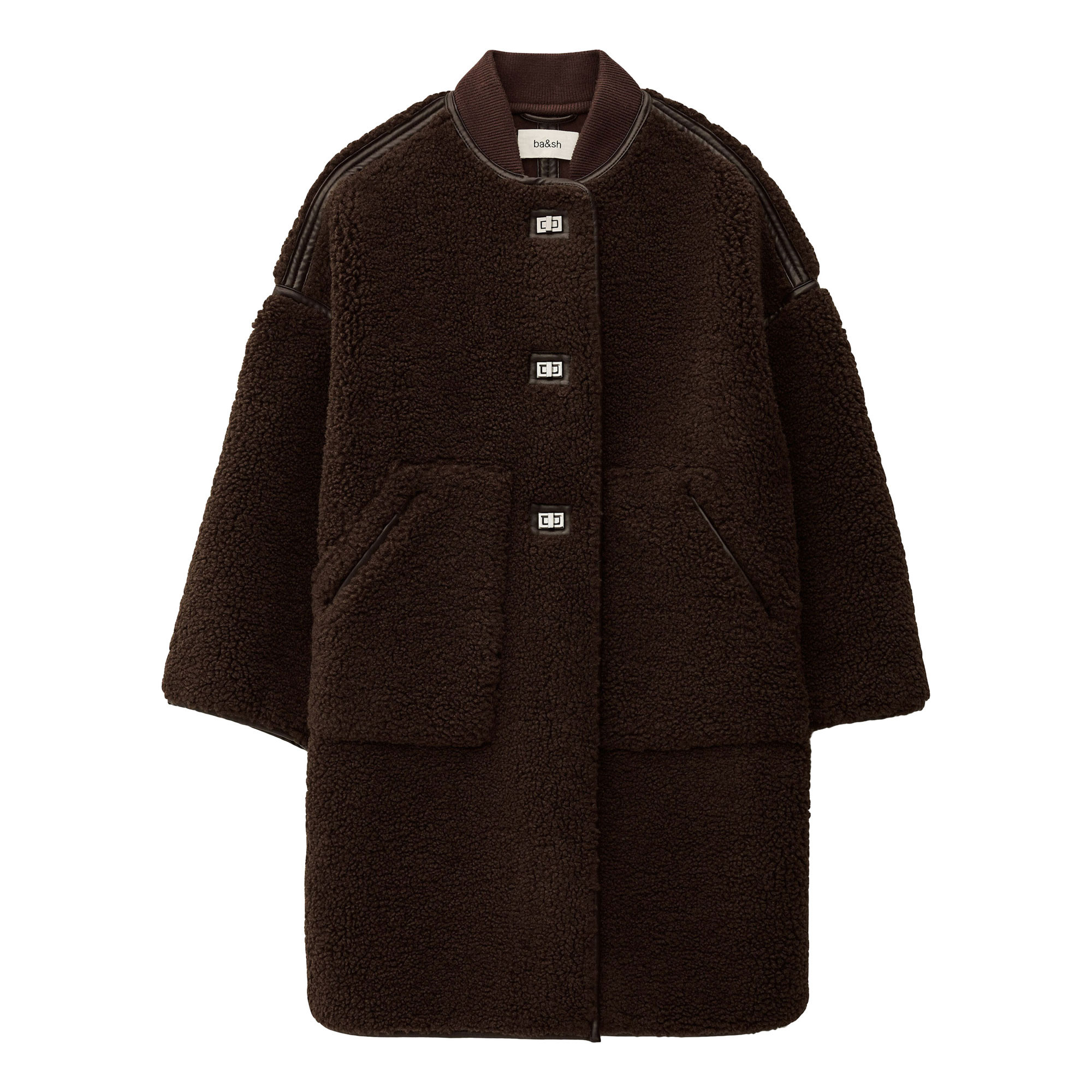 BA&SH Millie Faux Shearling Jacket - Brown | Brown Thomas (IE)