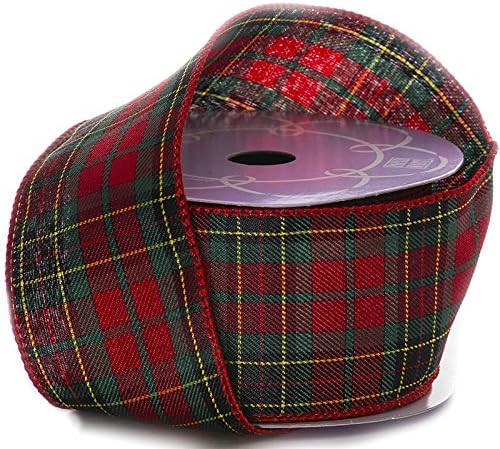 Plaid Christmas Ribbon for Wreaths - 2 1/2" x 10 Yards, Classic Red Green Tartan, Presents, Garla... | Amazon (US)