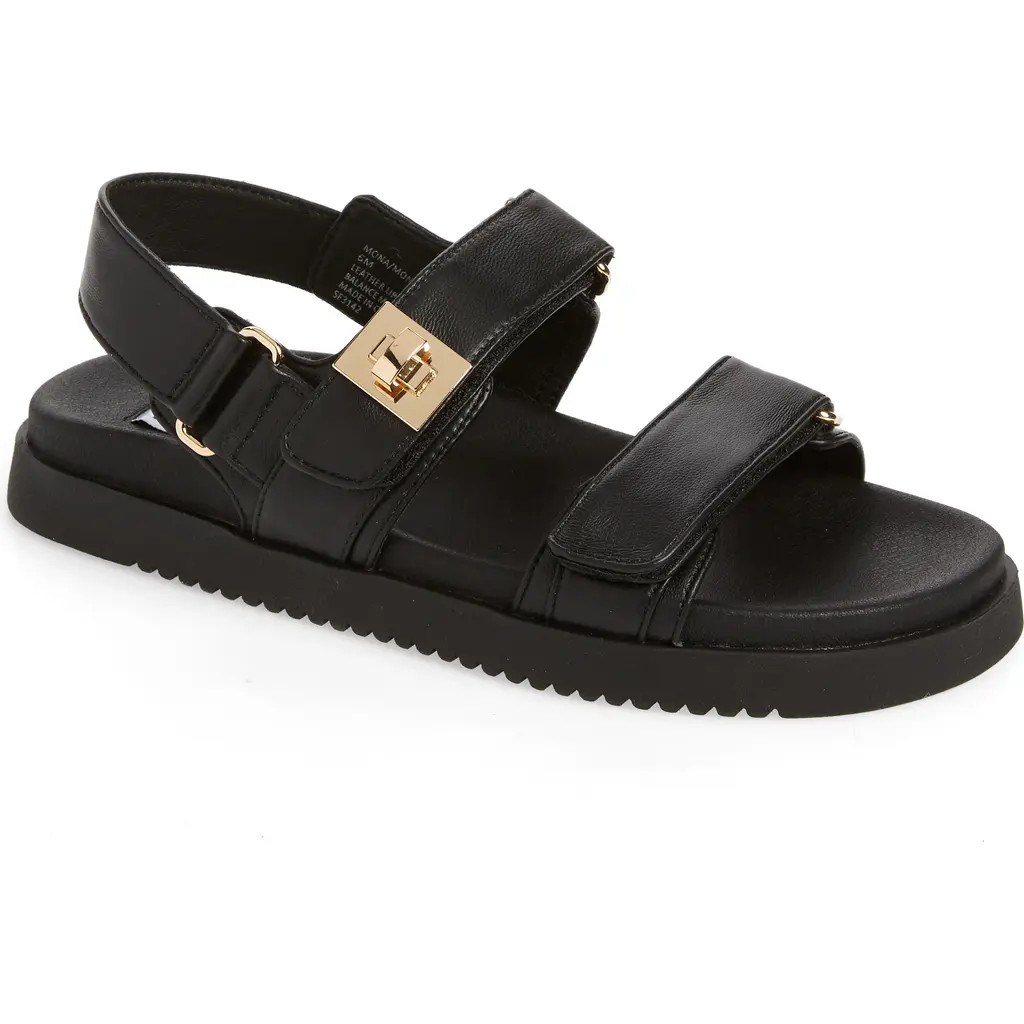 Steve Madden Mona Sandal in Black Leather at Nordstrom, Size 5 | Nordstrom