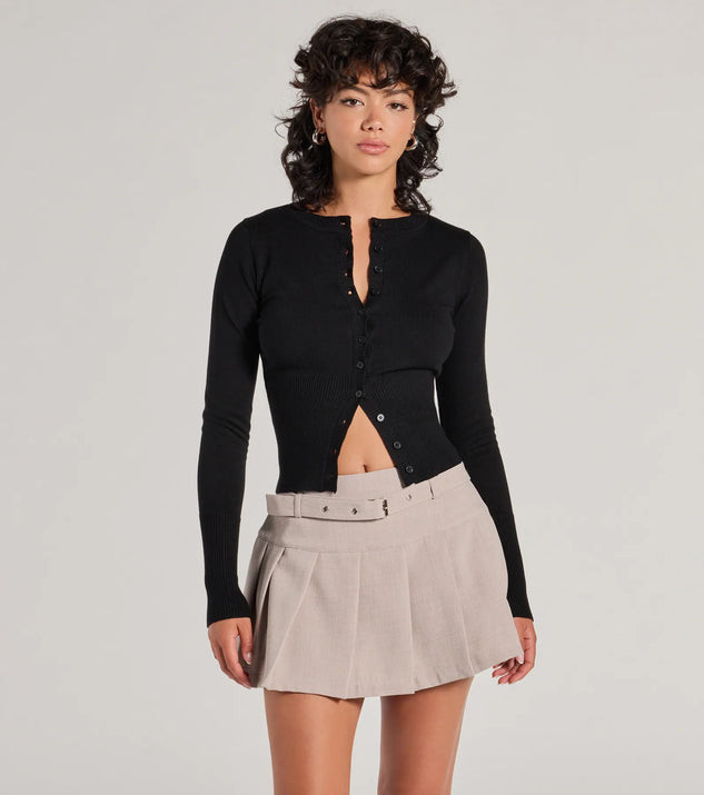 Chic Staple Crew Neck Cropped Knit Cardigan | Windsor Stores
