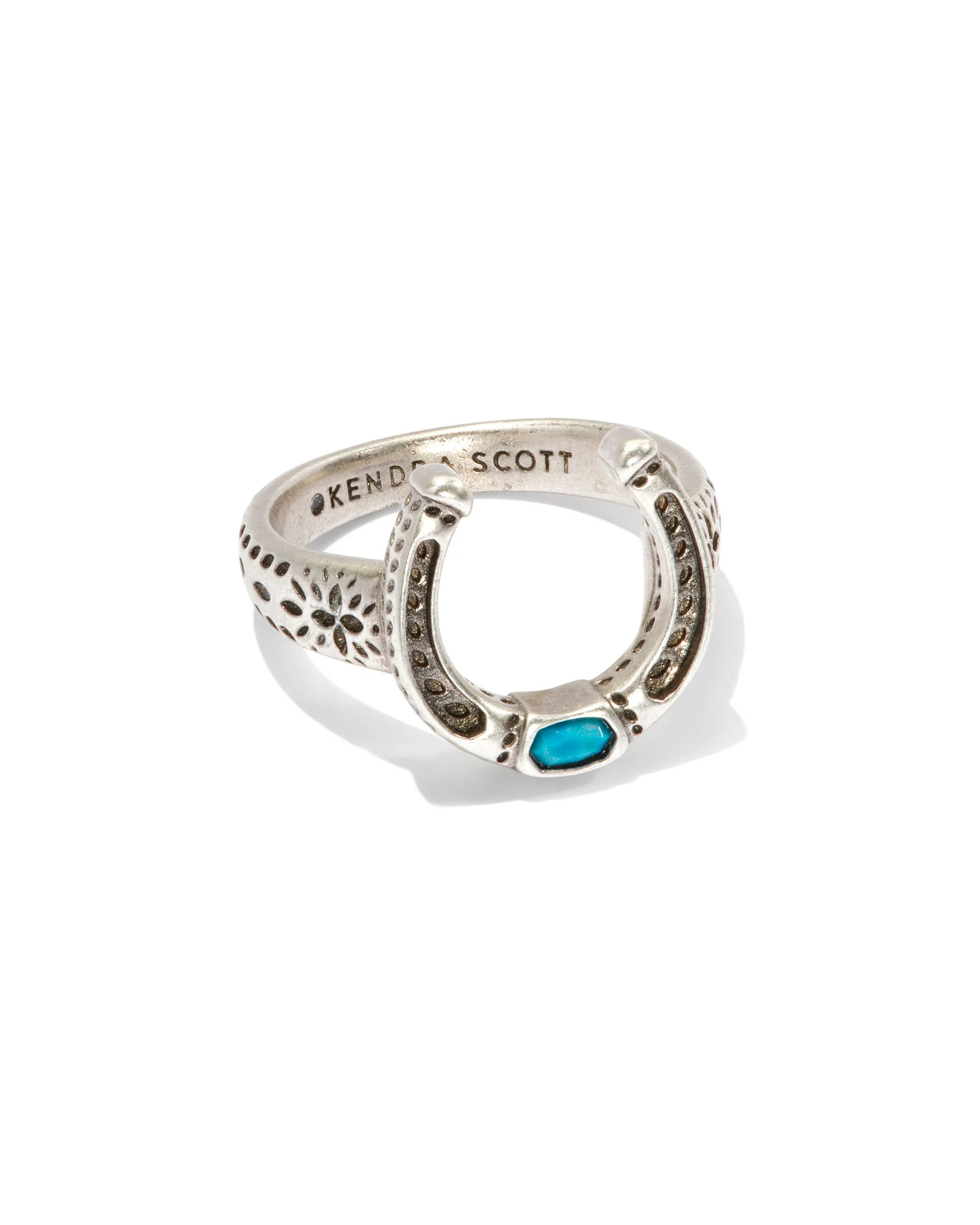 Noble Vintage Silver Horseshoe Cocktail Ring in Variegated Dark Teal Magnesite | Kendra Scott | Kendra Scott