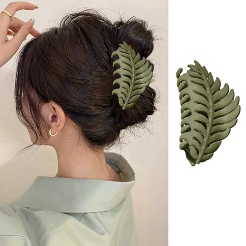 FRUZJAY Leaf Hair Claw Clips for Women, Green Leaf Hair Clips Fashion Leaves Hair Accessories Cute Hair Jaw Clip Nonslip Acrylic Hair Barrettes Strong Hold Matte Hairpin Cute Hair Decoration 1Pcs | Amazon (US)