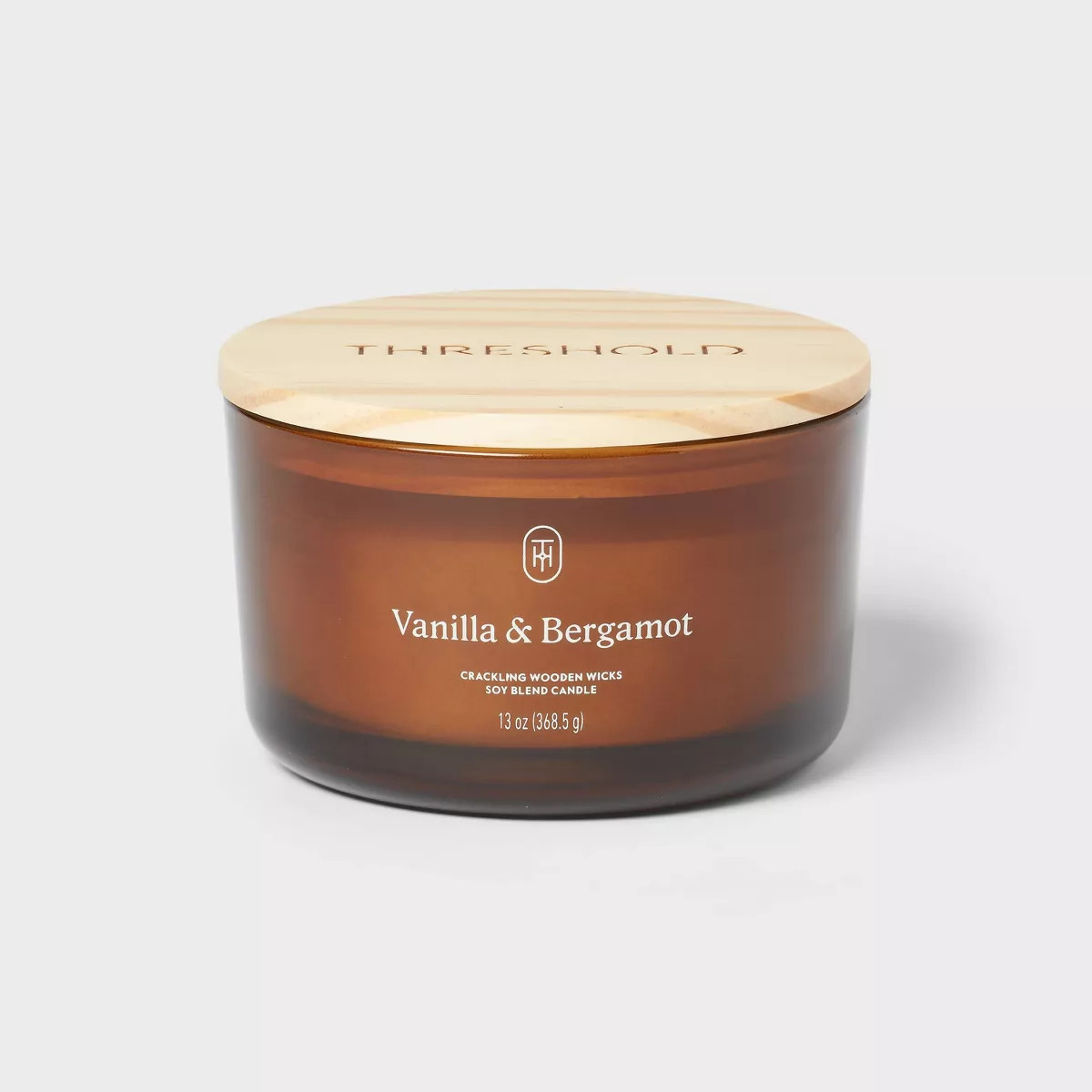 3-Wick Amber Glass Wooden Wick Vanilla and Bergamot Jar Candle 13oz - Threshold™ | Target