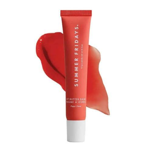Summer Fridays Tinted Lip Butter Balm - Conditioning Vegan Lip Balm for Instant Moisture, Shine & Hydration - Sheer-Tinted, Soothing Skincare - Poppy (.5 Oz) | Amazon (US)