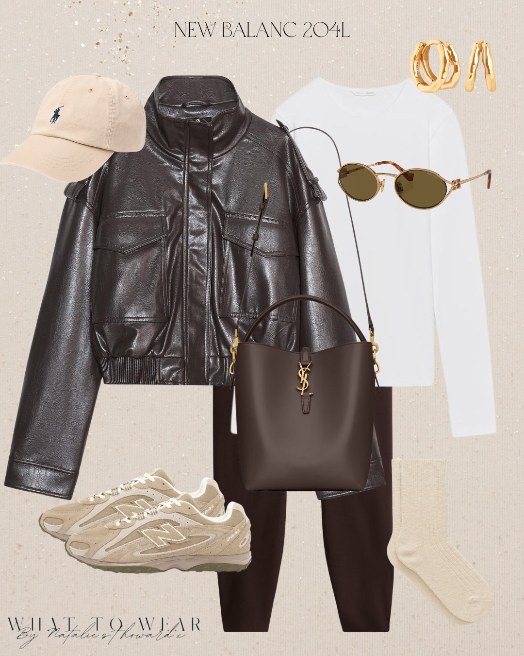 Brown leggings outfit idea , the perfect casual autumn outfit . Styled with a cropped brown faux leather bomber and new balance 204l

#LTKuk #LTKautumn #LTKstyletip