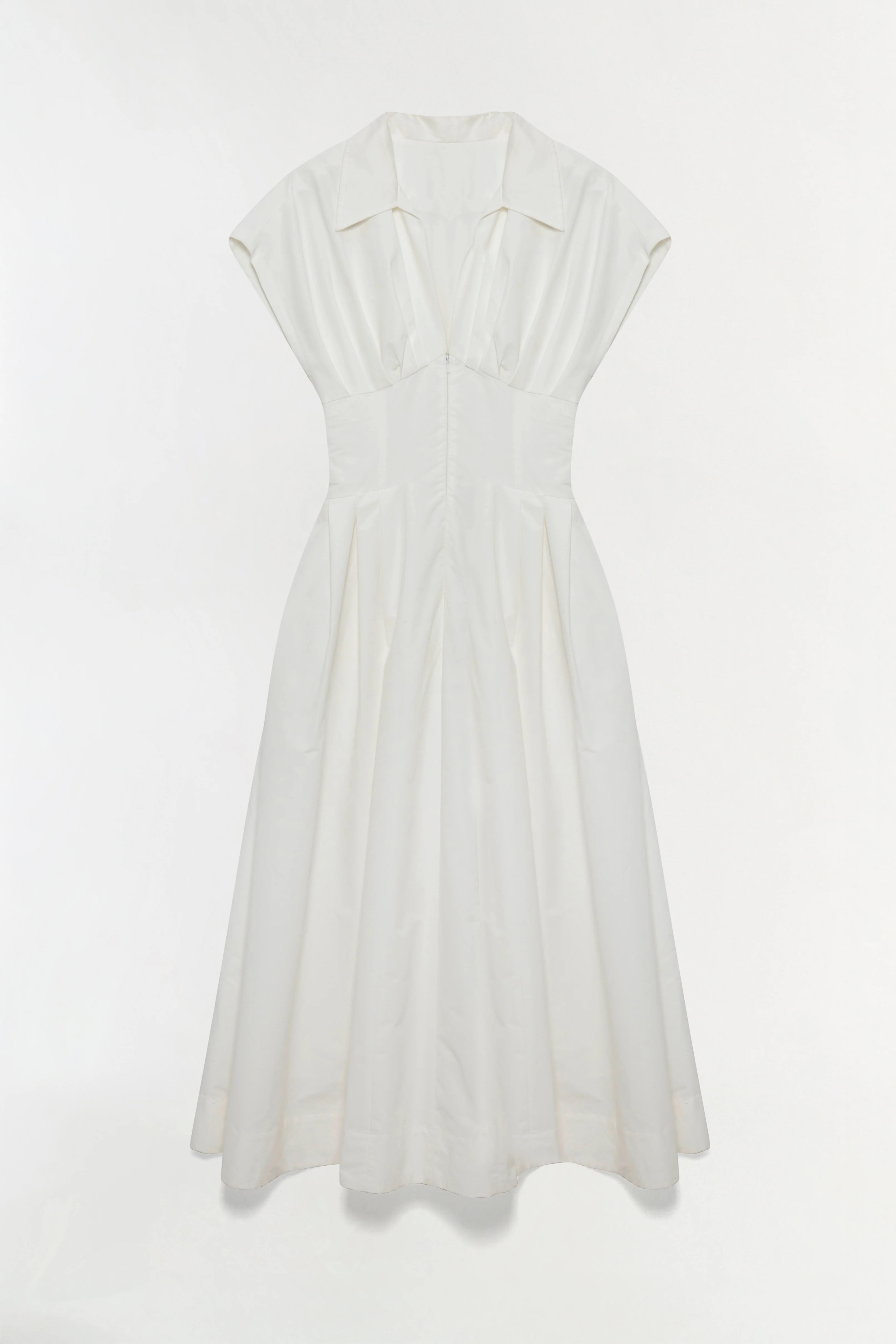 SIMKHAI Women's Farlow Cotton Faille Midi Dress in White, Size 6 | Simkhai