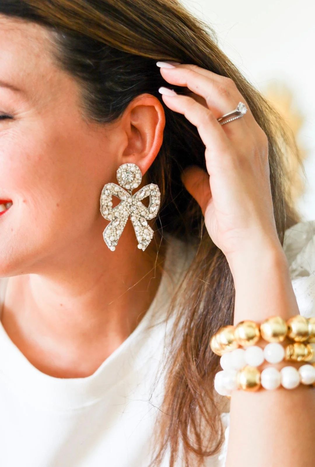 Hayley Bow Earrings Pearls - Etsy | Etsy (US)