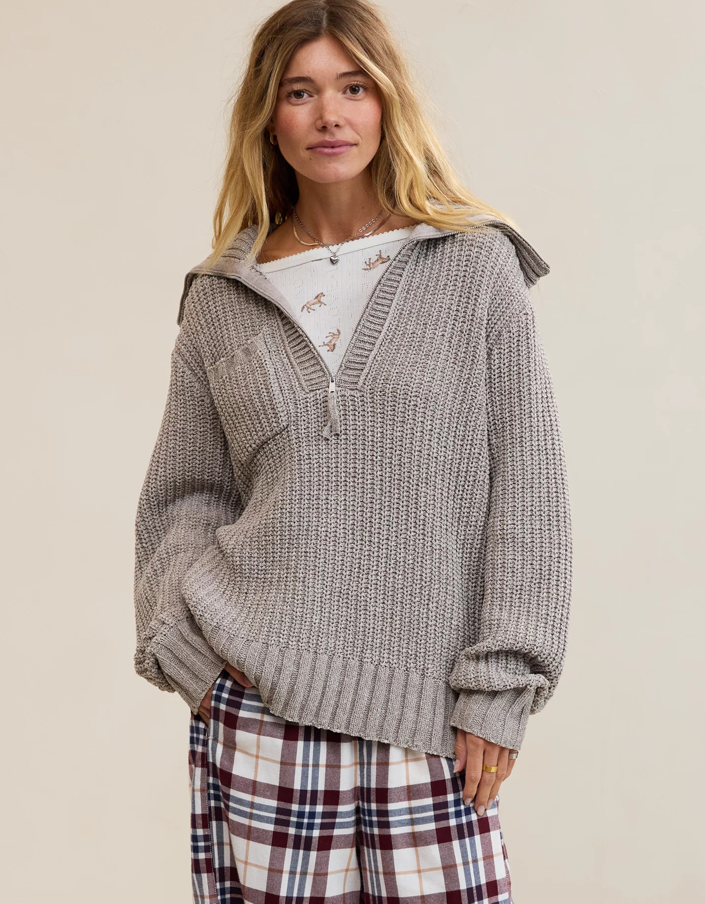 Aerie So Nostalgic Quarter Zip Sweater | Aerie