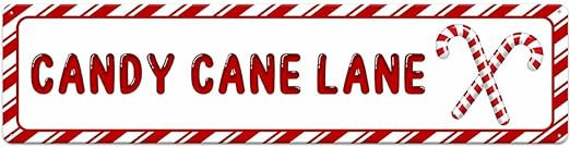Candy Cane Lane Christmas Metal Sign Vintage Print Art Poster Tin Hanging Plaque for Home Kitchen... | Amazon (US)