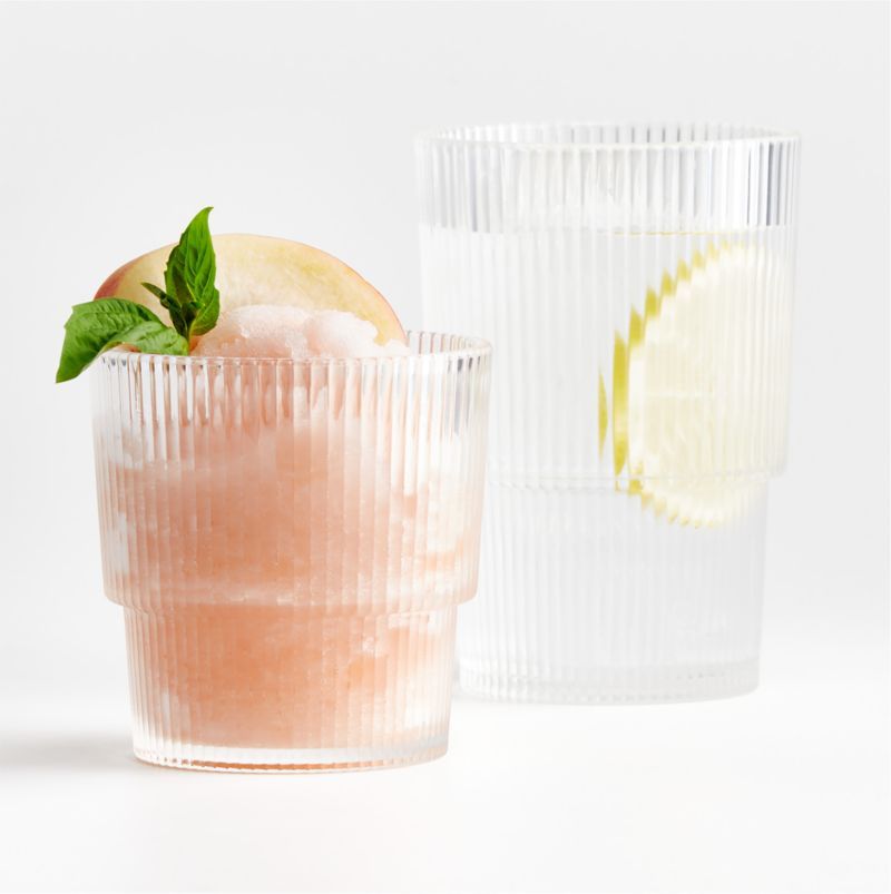 Atwell Acrylic Stackable Ribbed Glasses | Crate & Barrel | Crate & Barrel