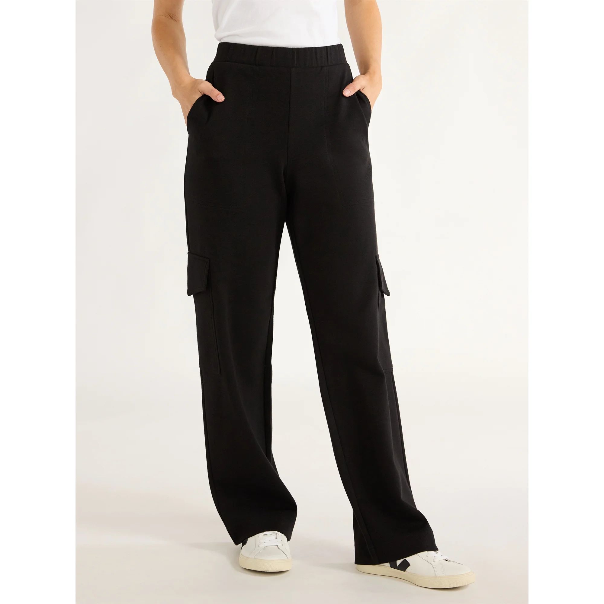 Free Assembly Women's Wide Leg Knit Cargo Pants, 30” Inseam, Sizes XS-XXL | Walmart (US)